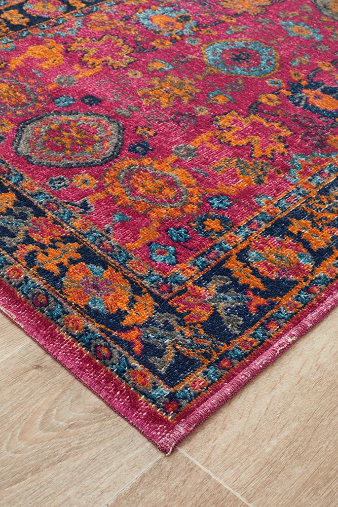 Vintage Distressed Eternal Corners Pink Rug