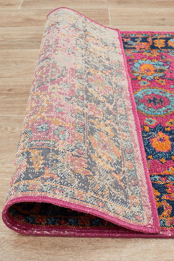 Vintage Distressed Eternal Corners Pink Rug