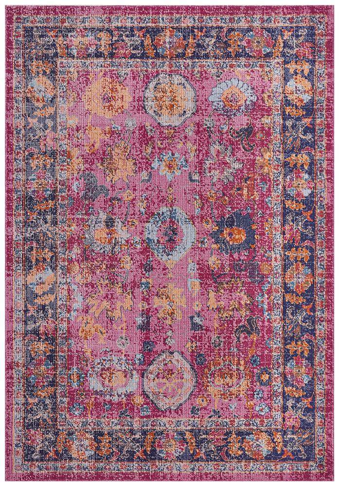 Vintage Distressed Eternal Corners Pink Rug