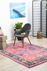 Vintage Distressed Eternal Corners Pink Rug