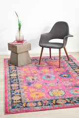 Vintage Distressed Eternal Corners Pink Rug