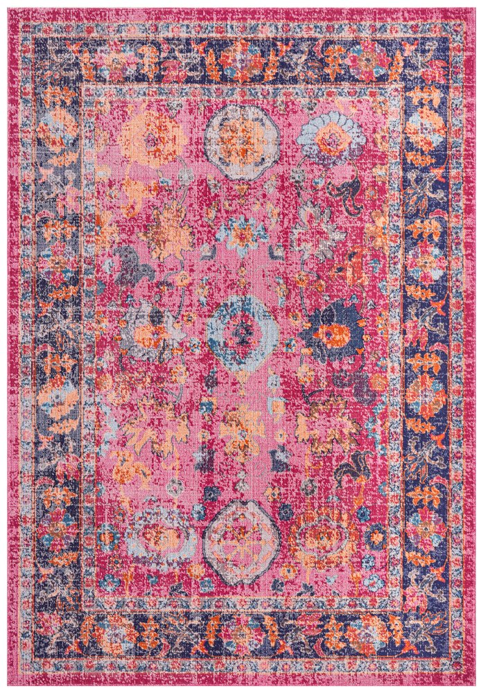 Vintage Distressed Eternal Corners Pink Rug