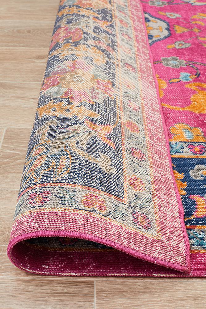 Vintage Distressed Eternal Corners Pink Rug