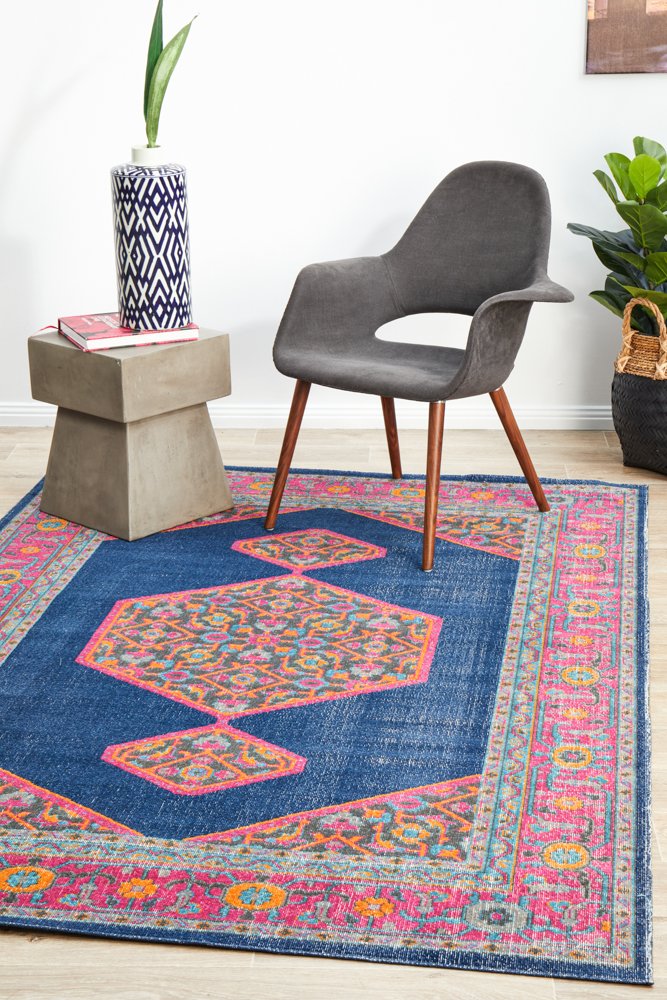 Vintage Distressed Eternal Blink Navy Rug