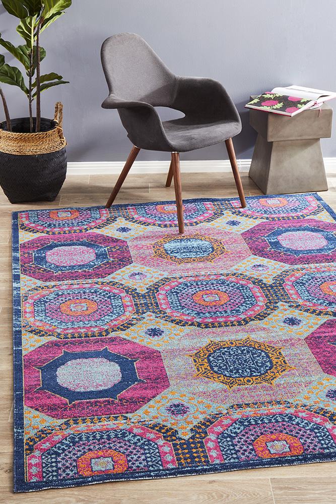 Vintage Distressed Eternal Dots Multi Rug