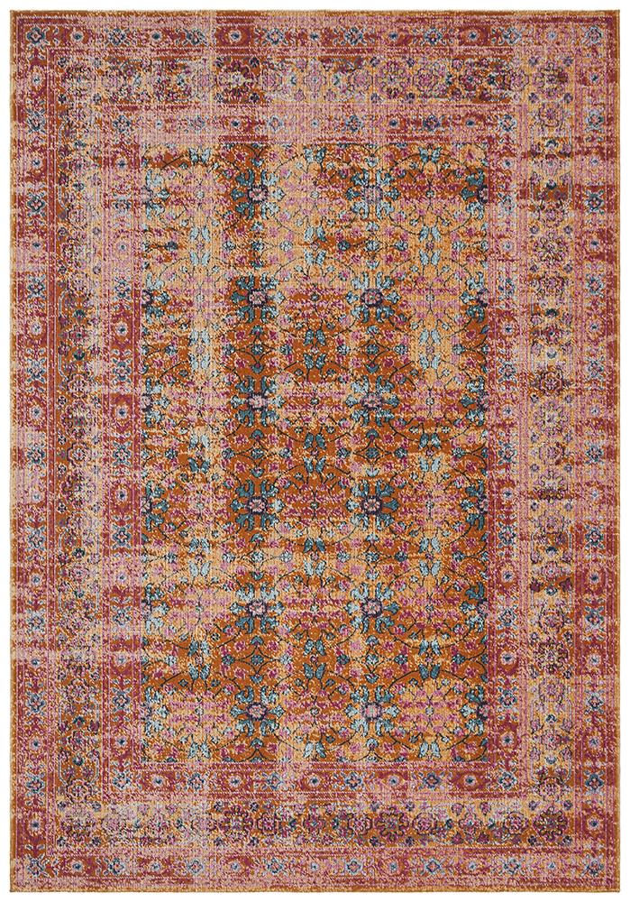 Vintage Distressed Eternal Sunset Rust Rug