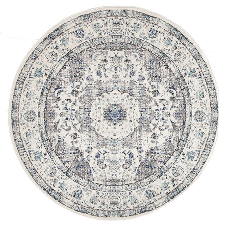 Mist Alpine White Transitional Round Rug