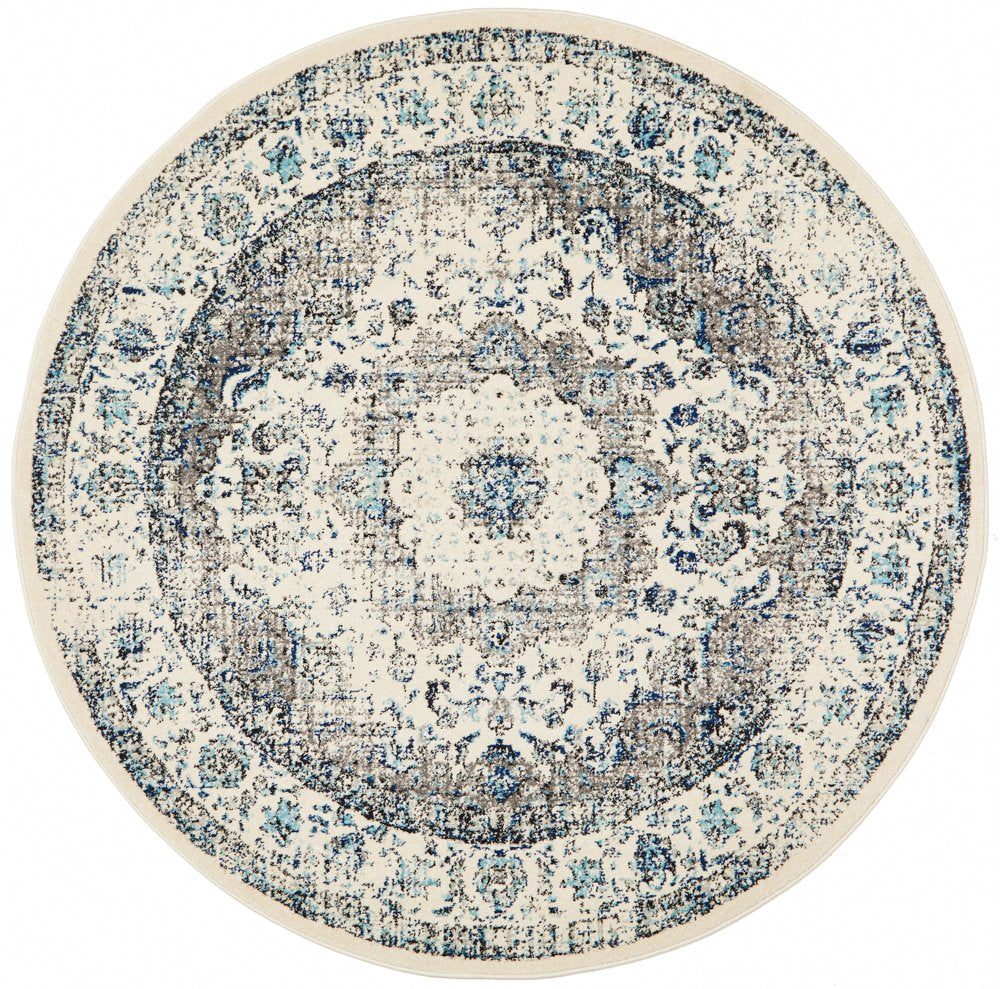 Mist Alpine White Transitional Round Rug