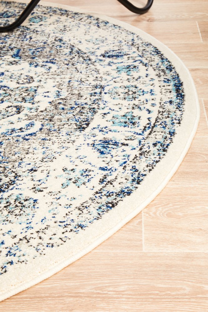 Mist Alpine White Transitional Round Rug