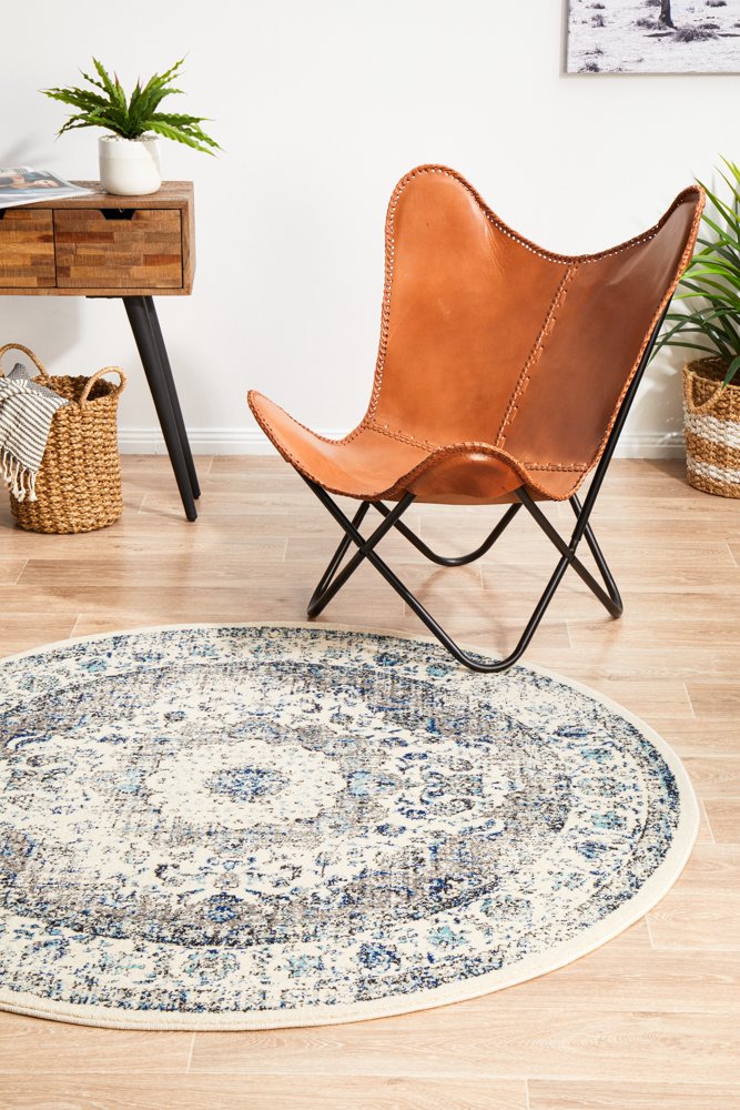 Mist Alpine White Transitional Round Rug