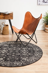 Estella Charcoal Transitional Round Rug