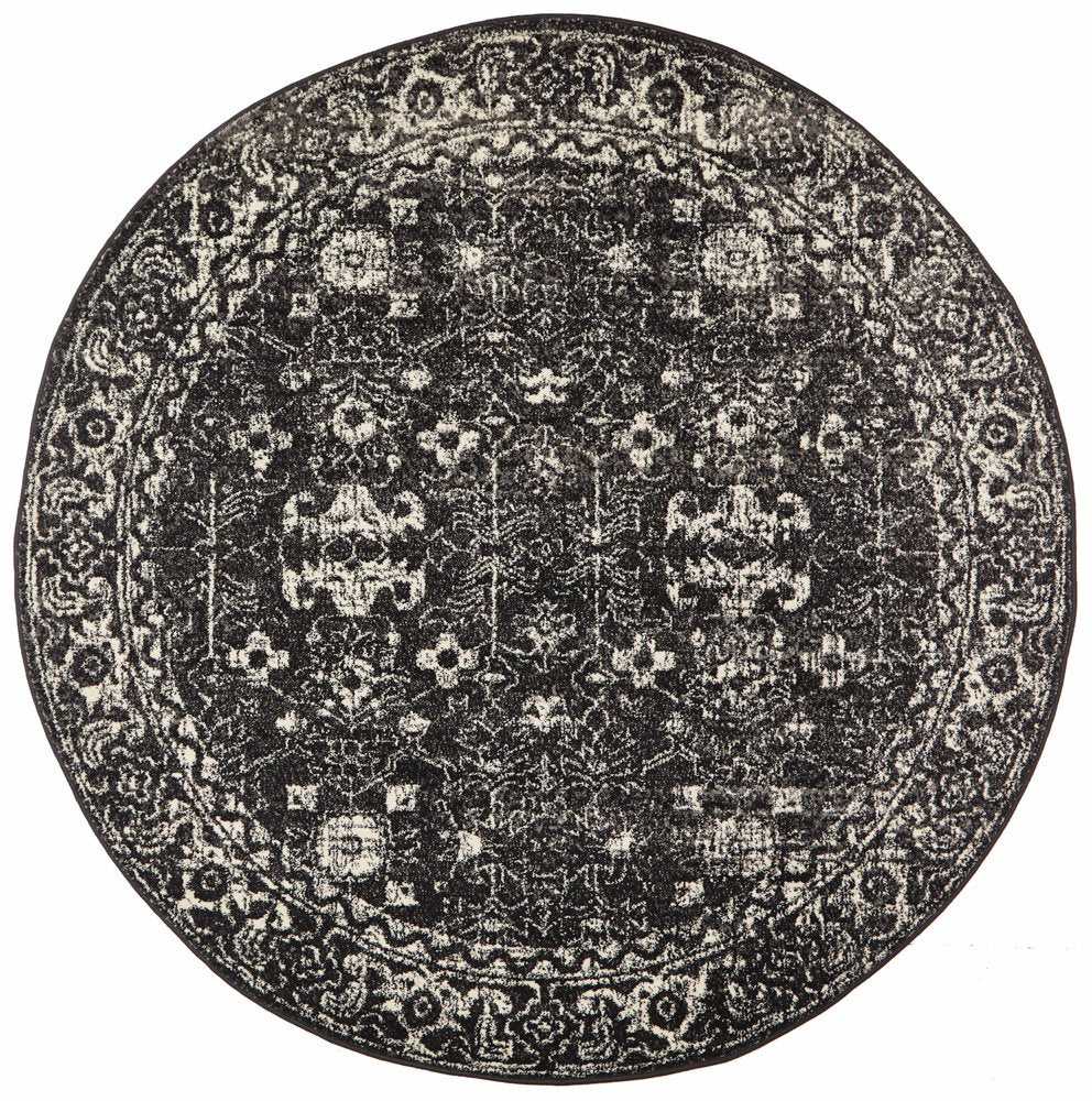 Estella Charcoal Transitional Round Rug