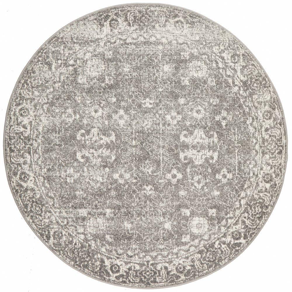 Pidegon Grey Traditional Round Rug