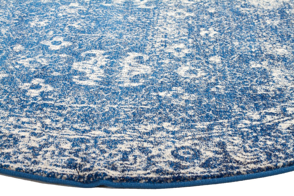 Oasis Navy Transitional Round Rug