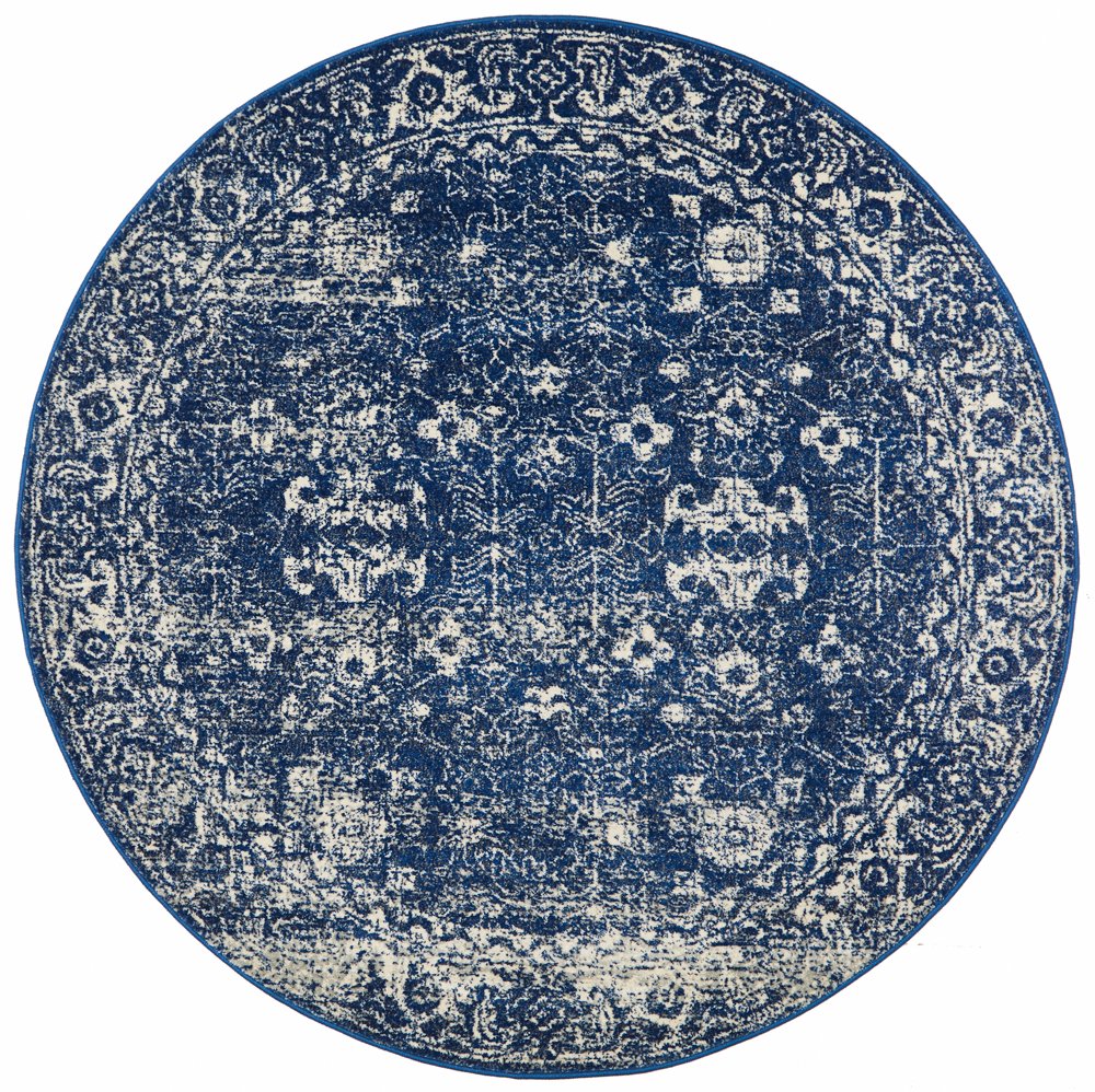 Oasis Navy Transitional Round Rug