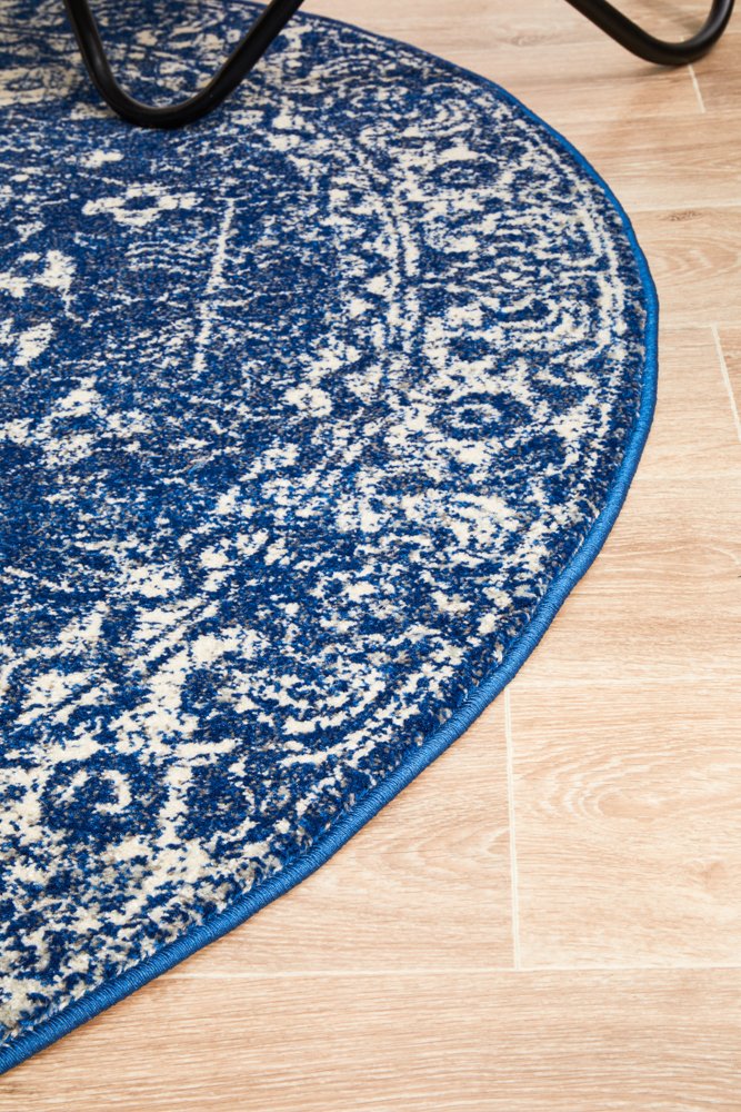 Oasis Navy Transitional Round Rug