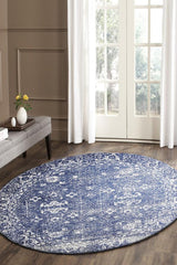 Oasis Navy Transitional Round Rug