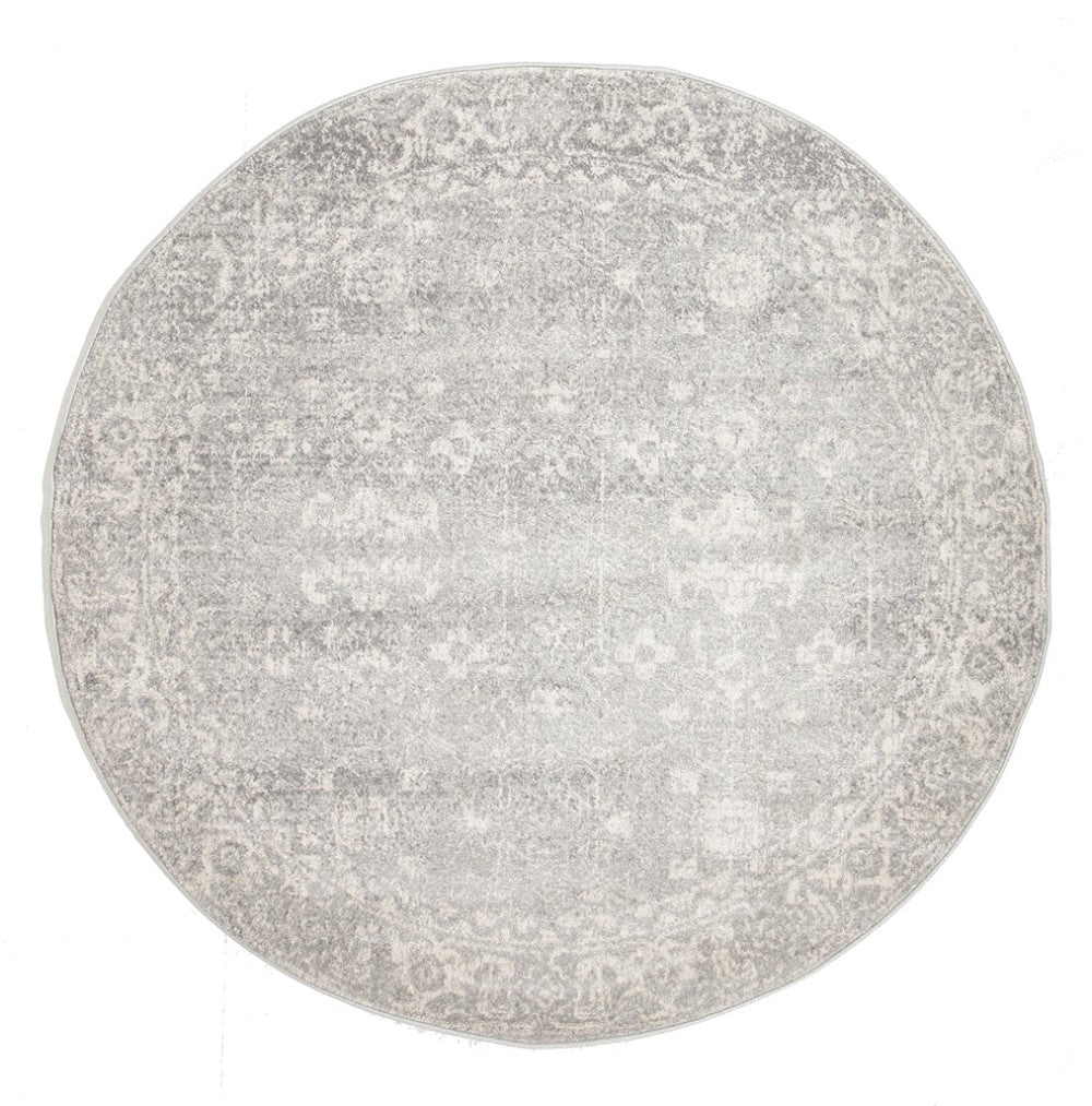 Shine Silver Transitional Round Rug