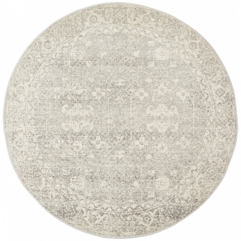 Shine Silver Transitional Round Rug