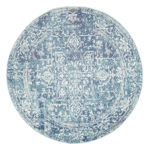 Muse Blue Transitional Round Rug