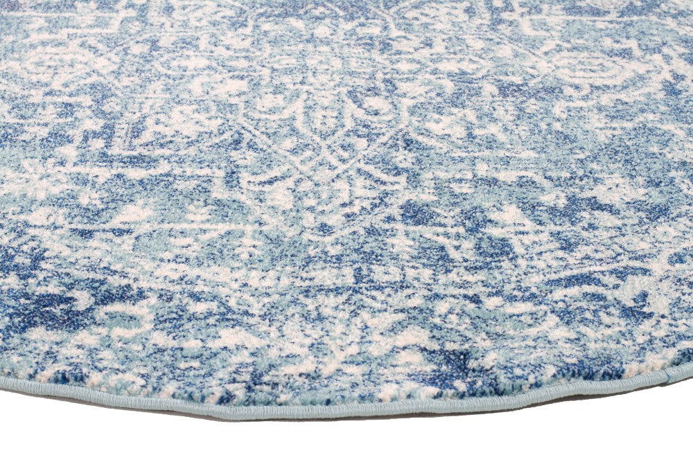 Muse Blue Transitional Round Rug