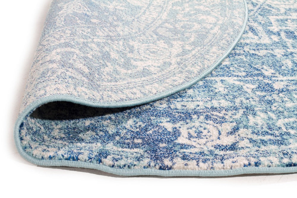 Muse Blue Transitional Round Rug