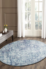 Muse Blue Transitional Round Rug