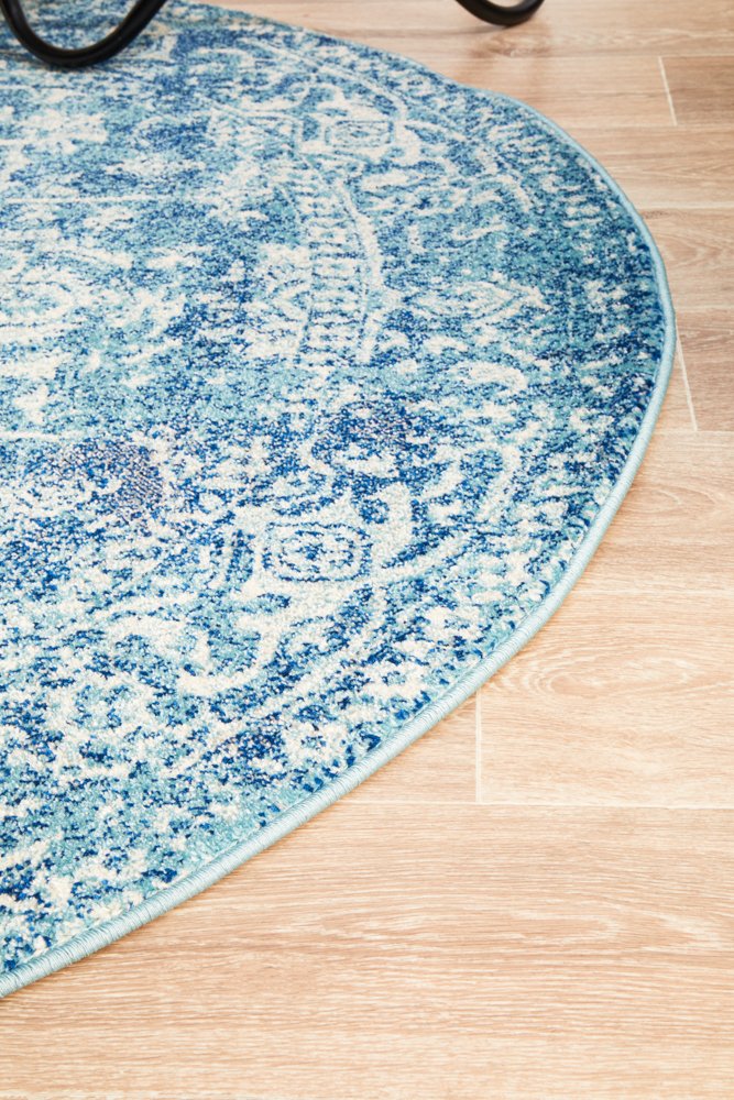 Muse Blue Transitional Round Rug