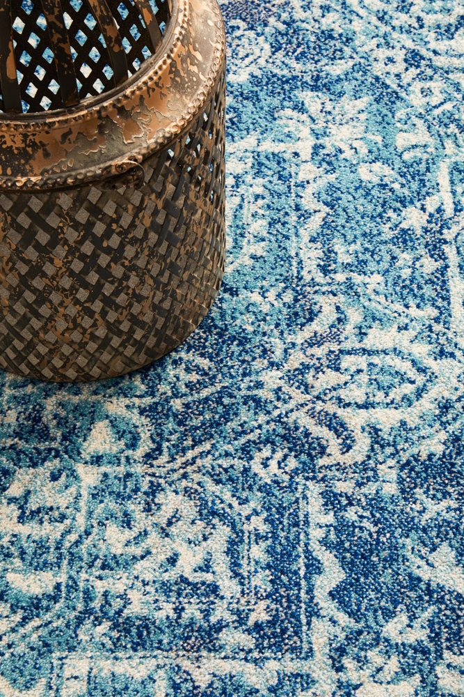 Muse Blue Transitional Round Rug