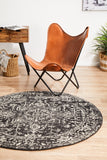 Scape Charcoal Transitional Round Rug