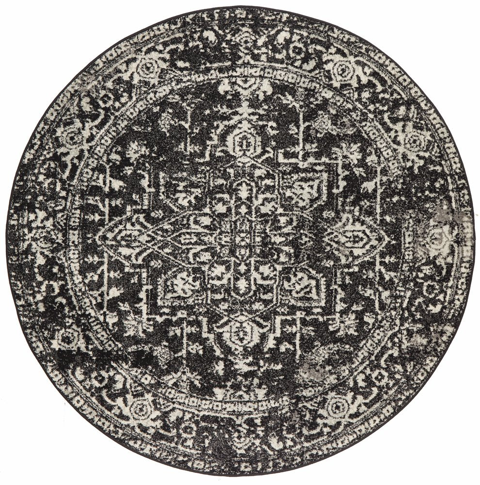 Scape Charcoal Transitional Round Rug