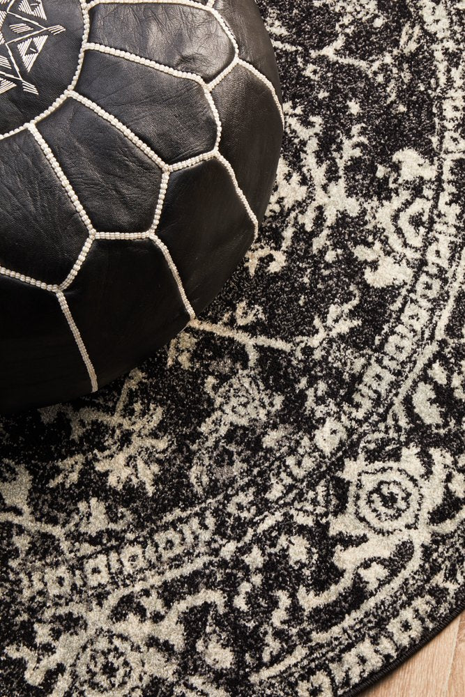 Scape Charcoal Transitional Round Rug