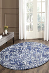 Contrast Navy Transitional Round Rug