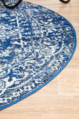 Contrast Navy Transitional Round Rug