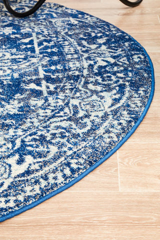 Contrast Navy Transitional Round Rug