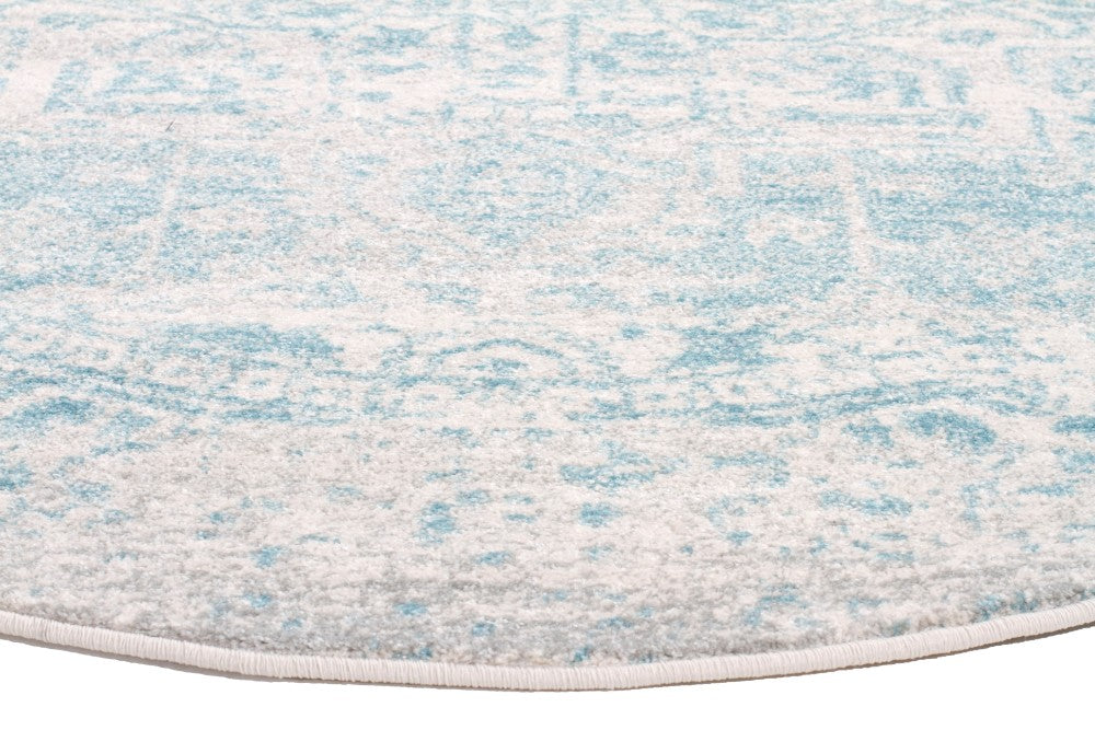 Glacier White Blue Transitional Round Rug