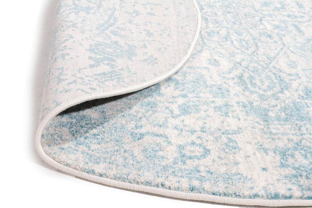 Glacier White Blue Transitional Round Rug