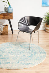 Glacier White Blue Transitional Round Rug