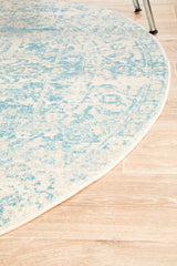 Glacier White Blue Transitional Round Rug