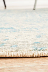 Glacier White Blue Transitional Round Rug