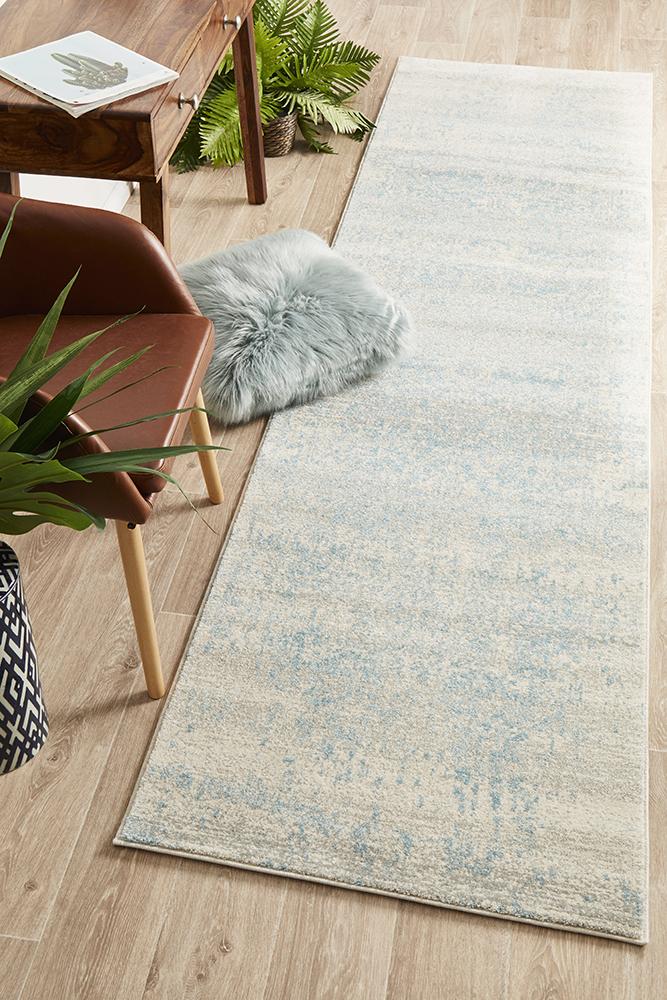 Glacier White Blue Transitional Rug