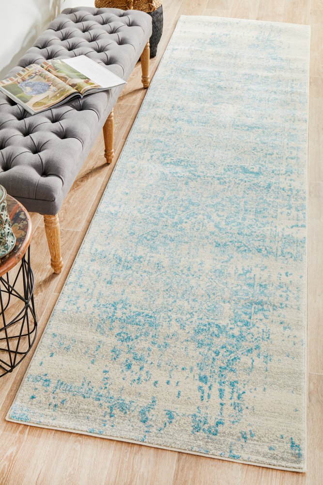 Glacier White Blue Transitional Rug