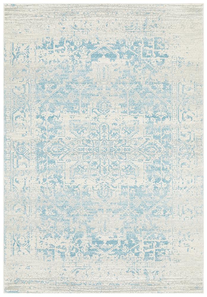 Glacier White Blue Transitional Rug