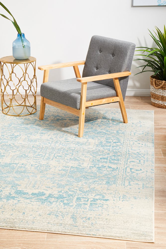 Glacier White Blue Transitional Rug