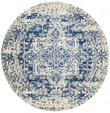 Horizon White Navy Transitional Round Rug