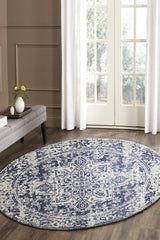 Horizon White Navy Transitional Round Rug