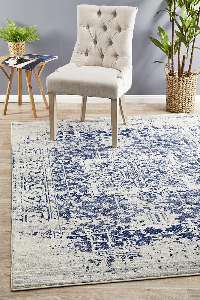 Horizon White Navy Transitional Rug