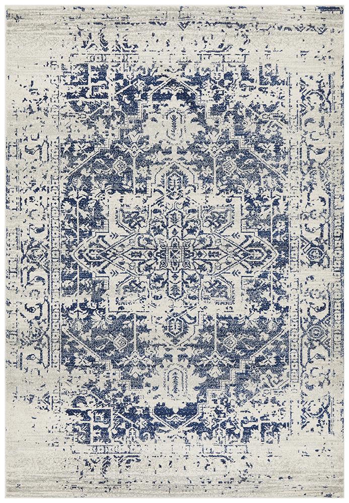 Horizon White Navy Transitional Rug