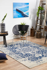 Horizon White Navy Transitional Rug