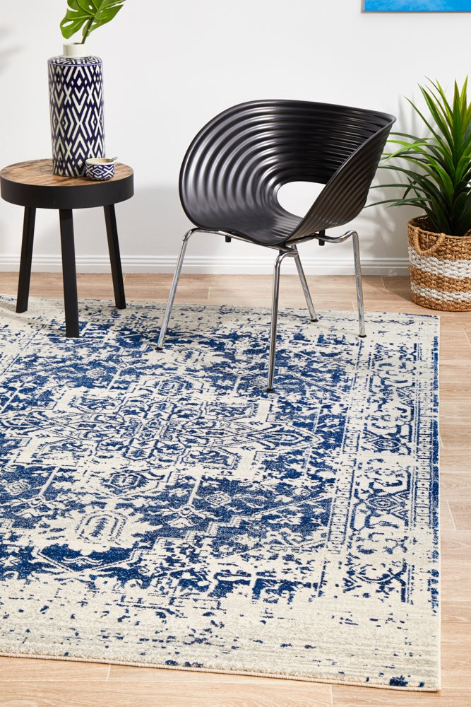 Horizon White Navy Transitional Rug – Lost Design Society Rugs